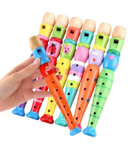صورة 1 ~ 5 قطعة الناي الخشبي الملون 20 سنتيمتر أداة الموسيقى للأطفال البوق بوق البوق الاطفال التعليمية تعلم اللعب الموسيقية TMZ