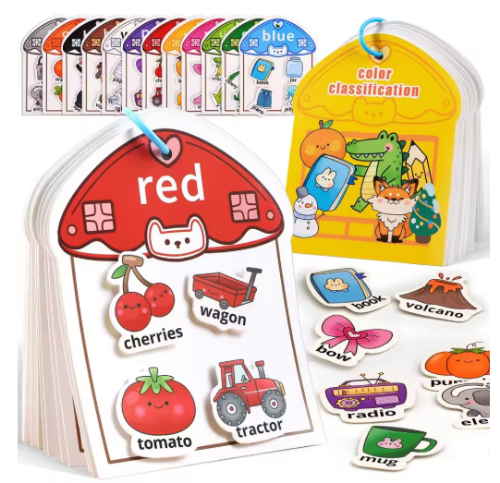 صورة ألعاب مونتيسوري المزدحمة لفرز الألوان للأطفال الصغار، أنشطة التعلم التعليمية لمرحلة ما قبل المدرسة، ألعاب مطابقة المحرك الدقيقة الحسية