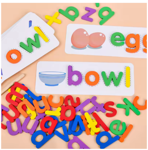 صورة مجموعة بطاقات تعليمية مكونة من 26 حرف أبجدي خشبيًا مكونة من 26 حرفًا أبجديًا لعبة كتابة الصوتيات بأحرف إنجليزية ألعاب تعليمية للأطفال