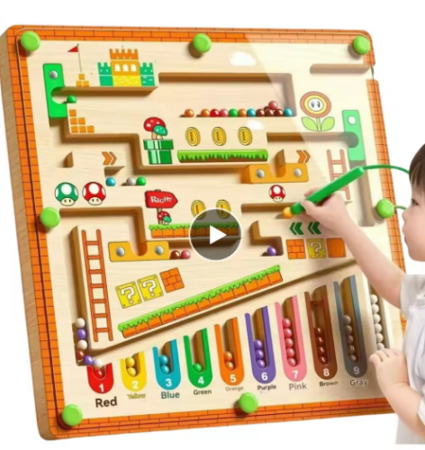 صورة كرة المشي المتاهة المغناطيسية للأطفال، تدريب تركيز الطفل، كتابة التفكير المنطقي 3-4 سنوات، لغز التعليم المبكر ل