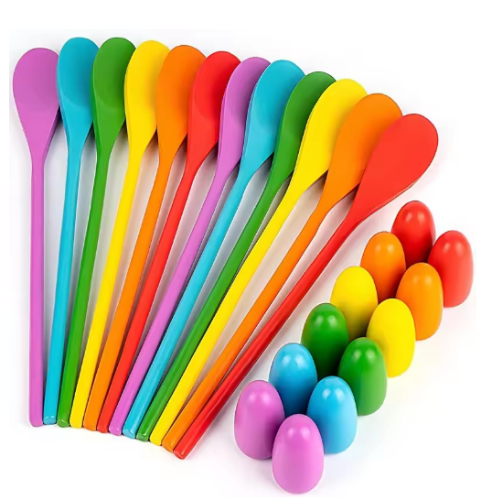 صورة مجموعة ألعاب سباق عصا التوازن الخشبية للأطفال ، ملعقة بيض ، صيد بيض عيد الفصح ، رياضات في الحديقة الخارجية ، أدوات تعليمية ، سباق التتابع ، 6.