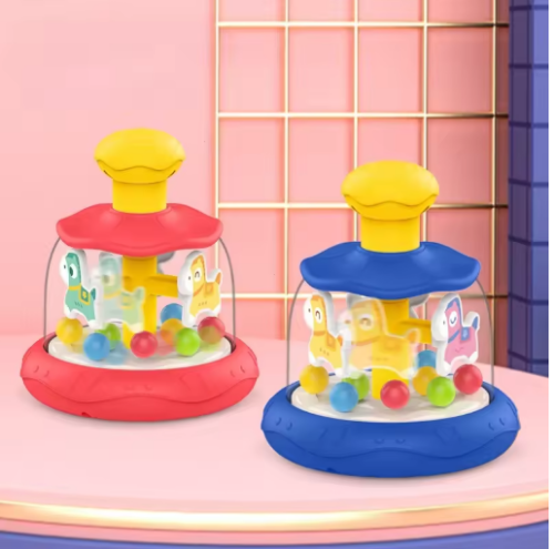صورة لعبة تعليمية دوارة للأطفال، لعبة تعليمية باللون الوردي والأخضر، لعبة تعليمية للحيوانات الدوارة، ألعاب تفاعلية، هدية عيد ميلاد