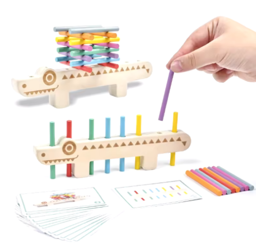 صورة لعبة مونتيسوري الخشبية، ألعاب مطابقة الألوان، مجموعة تعلم الألغاز، تدريب الحركة الدقيقة، ألعاب تعليمية للرياضيات للأطفال