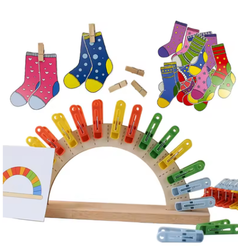 صورة مونتيسوري كليب اللون مطابقة لوحة تعليمية لعبة فرز الألوان التعلم Parish غرامة التدريب الحركي لعبة حسية للأطفال