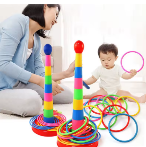 صورة ألعاب مكدسة من الطويق للأطفال، لعبة رمي دائرية ممتعة للاستخدام الداخلي والخارجي، التعليم المبكر، هدية تفاعلية للأطفال بين الوالدين والطفل TMZ