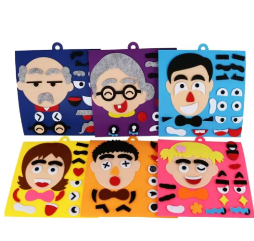 صورة 1/4 قطعة DIY بها بنفسك العاطفة تغيير لغز اللعب الإبداعية التعبير الوجه الاطفال تعلم ألعاب تعليمية للأطفال مضحك مجموعة متعة هدية