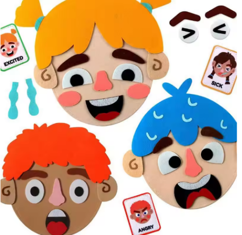 صورة لوحة مشغولة للتعلم العاطفي الاجتماعي للأطفال مع 9 بطاقات عاطفية لألعاب الوجوه ألعاب علاج التوحد الحسي للتعلم في مرحلة ما قبل المدرسة