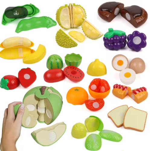 صورة جديد 1 قطعة لصق Chechele مونتيسوري لعبة محاكاة اللعب منزل الخضار البسكويت الخبز الخبز اللعب الضغط لعبة تعليمية هدية