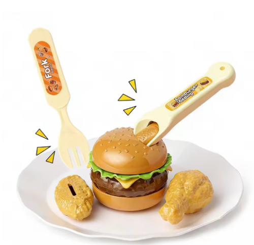 صورة أطفال همبرغر تغذية المطبخ اللعب الغذاء بودنغ تغذية التظاهر اللعب منزل لعبة تعليمية تفاعلية لعب الأدوار الفتيات اللعب