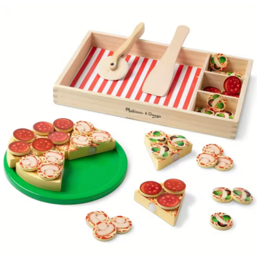 صورة بيتزا خشبية محاكاة لعب الأطفال منزل صبي فتاة كعكة الحلوى قطع الموسيقى الفاكهة والخضروات لعبة خشبية الإدراك