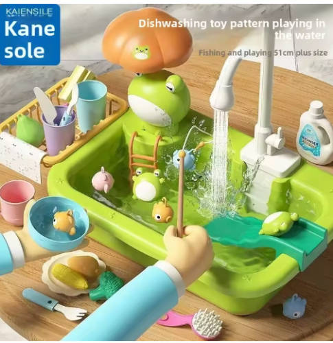 صورة لعبة أطفال بالوعة المطبخ مسرح صنبور المياه الصرف الطفل لعب فتاة المياه لعبة غسالة صحون التظاهر اللعب بالوعة المطبخ