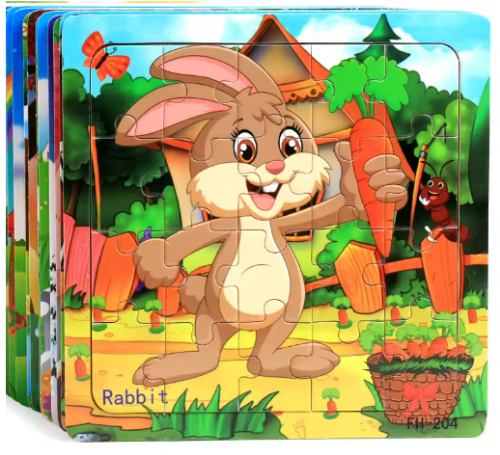 صورة جديد 20 قطعة خشبية ثلاثية الأبعاد لغز الكرتون الحيوان مركبة بازل قطع مونتيسوري ألعاب تعليمية للأطفال طفل 1 2 3 سنوات