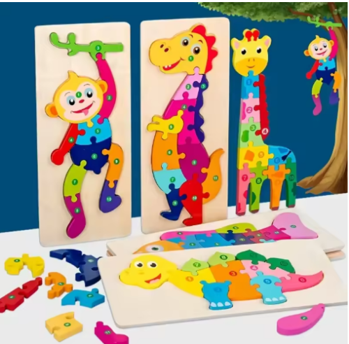 صورة ألغاز خشبية للأطفال، ألغاز الأرقام، ألغاز الديناصورات والحيوانات، حركة المرور، ألعاب الصور المقطوعة الشخصية للأولاد والبنات هدية مثالية، 1-6