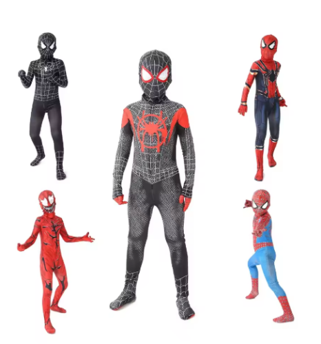 صورة مجموعة أزياء الرجل العنكبوت الخارق مكونة من 12 نمطًا من آيرون مايلز فينوم المذهلة لحفلات سبايدرمان والهالوين وعيد الميلاد
