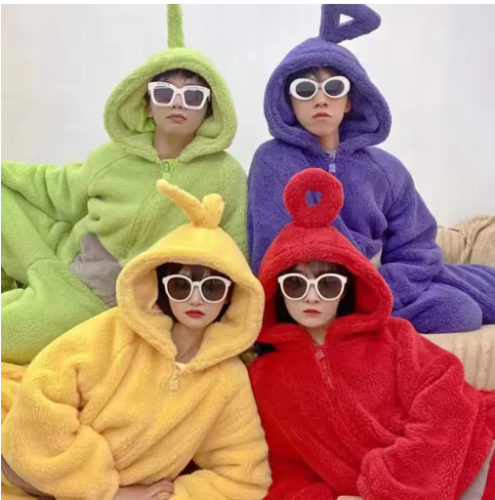 صورة الكبار الاطفال زي المنزل 4 ألوان مضحك تينكي وينكي أنيمي تيلي الطفل أنبوبي Laa-Laa Po لينة طويلة الأكمام قطعة منامة زي