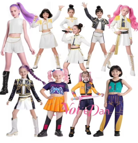 صورة أزياء هنتركس الذهبية KPDH KDPop رومي ميرا زوي التأثيرية للأطفال والبنات وحفلات أعياد الميلاد والهالوين ملابس أداء المسرح