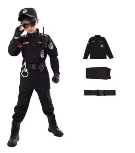 صورة جديد 2024 أزياء شرطي مضحكة للأطفال والأولاد والبنات زي شرطة مضحك للأطفال ملابس تنكرية هدية لحفلات الهالوين