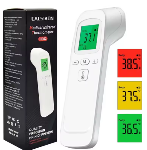 صورة ميزان حرارة رقمي طبي بالأشعة تحت الحمراء، قياس سريع لدرجة الحرارة، ميزان حرارة طبي محمول للجبهة بدون تلامس