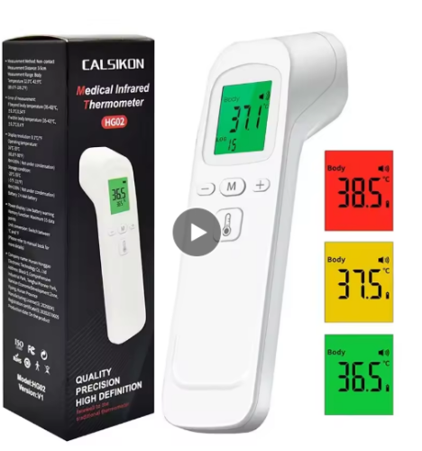 صورة ميزان حرارة رقمي طبي بالأشعة تحت الحمراء، قياس سريع لدرجة الحرارة، ميزان حرارة طبي محمول للجبهة بدون تلامس