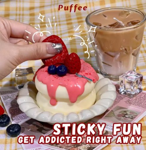 صورة سوفليه طابا اسفنجي من السيليكون للطعام، لعبة ضغط ناعمة كريمية مصنوعة يدويًا، تخفيف التوتر من فئة المكتب، هدية عيد الميلاد وعيد الفصح